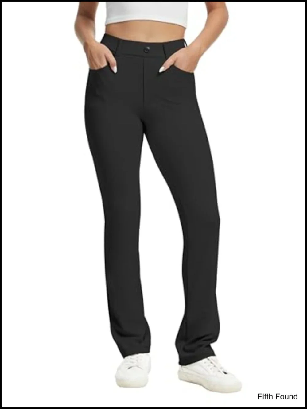 Stretchy Yoga Dress Pants High Rise Straight Leg with Pockets Casual